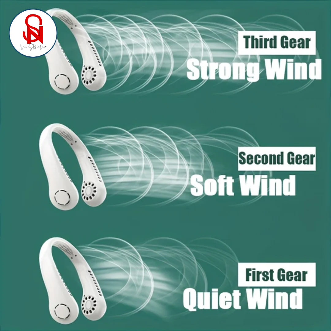 2025 New Portable Halter Neck Fan Usb Handheld Silent Multi-function Leafless Mini Electric Fan Cross-border