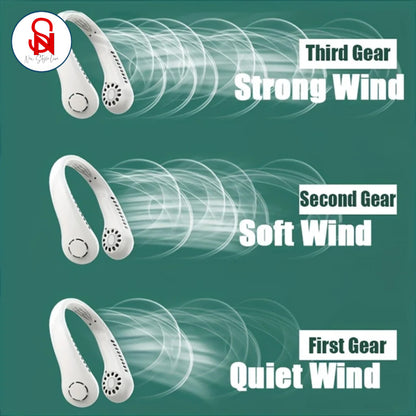 2025 New Portable Halter Neck Fan Usb Handheld Silent Multi-function Leafless Mini Electric Fan Cross-border