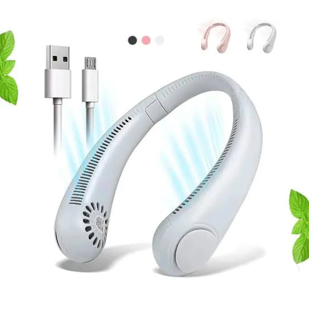 2025 New Portable Halter Neck Fan Usb Handheld Silent Multi-function Leafless Mini Electric Fan Cross-border
