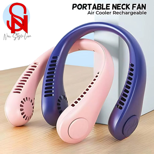 2025 New Portable Halter Neck Fan Usb Handheld Silent Multi-function Leafless Mini Electric Fan Cross-border